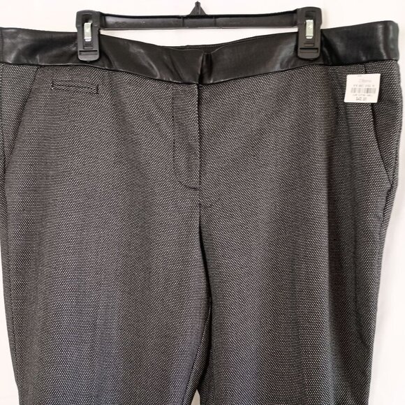 Worthington Black High Rise Split Hem Ankle Pants with Faux Leather Trim 18 - Picture 3 of 10